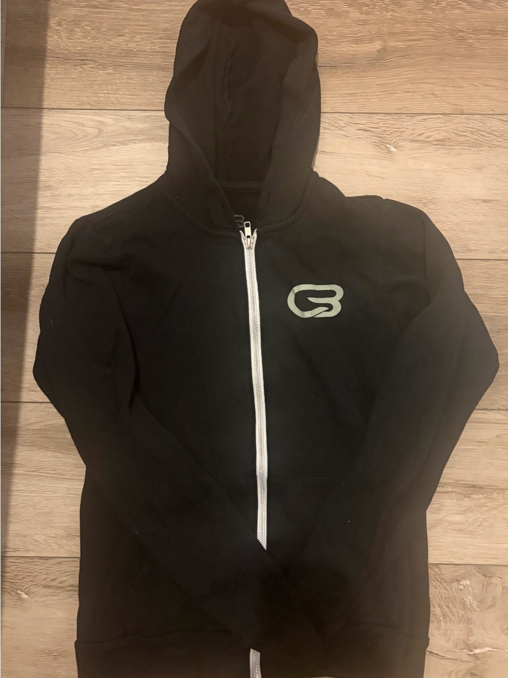 Cyclebar Black Zip-Up Hoodie with White Zipper